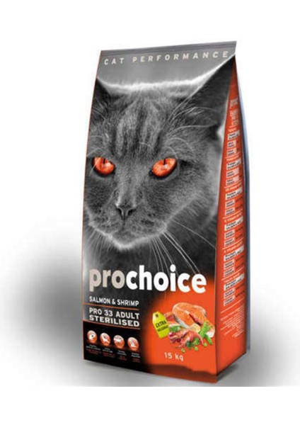 Pro Choice Pro 33 Sterilised Somonlu Karidesli Kedi Maması 2 kg