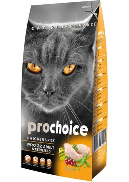 Pro Choice Pro 32 Sterilised Kısırlaştırılmış Kedi Maması 15 kg