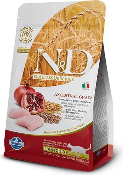 N&d Düşük Tahıllı Tavuk ve Narlı Kısır Kedi Maması 1.5 kg