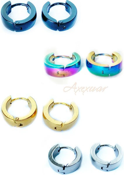 4 Adet Bombeli Parlak 316L Çelik Paslanmaz Alerji Yapmaz Halka Küpe