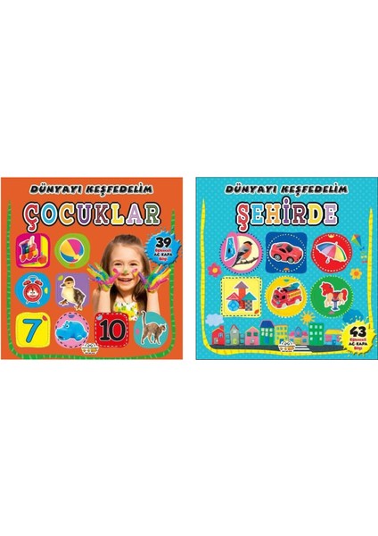 Dünyayı Keşfedelim Serisi Çocuklar + Şehirde / 2 Kitap Set / 0-6 Yaş / Okul Öncesi / Keşif - Bulmaca <br>