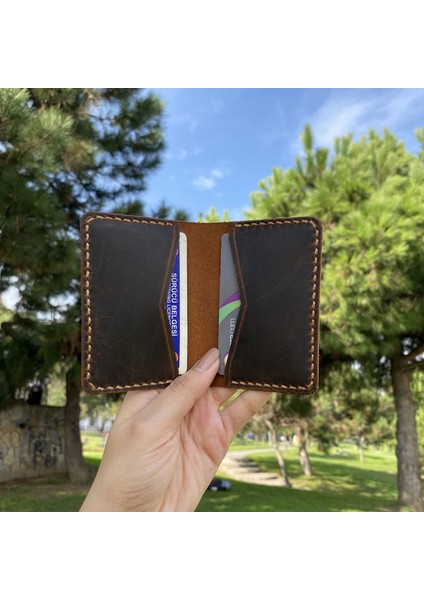 Orenda- El Yapımı Deri Minimalist Kartlık Kahverengi