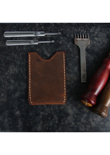 Hakiki Deri Taba Kahve Kartlık - Pure