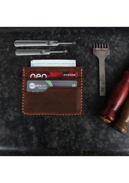 Kağıt Para Bölmeli Deri Kartlık Taba Kahve - Nova