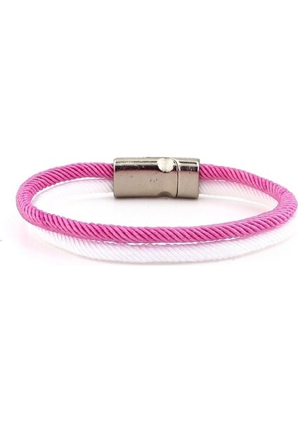 Pembe Beyaz Iki Sıralı Metal Mıknatıslı Erkek Bileklik