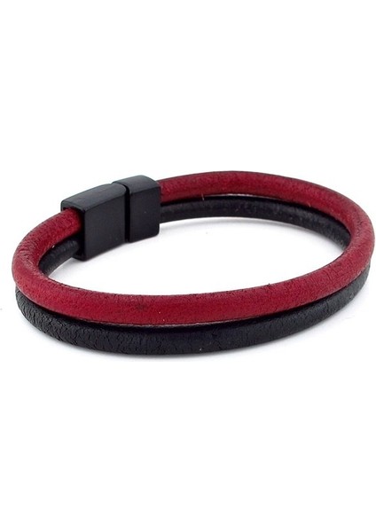 Bordo Siyah Deri Metal Mıknatıs Bileklik fiyatları