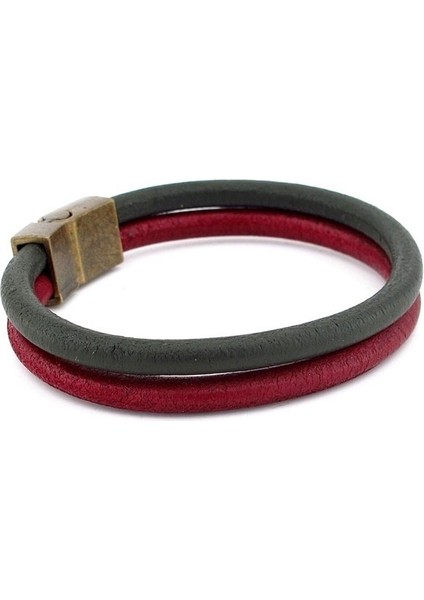 Bordo Haki Yeşil Gerçek Deri Metal Mıknatıs Bileklik fiyatları