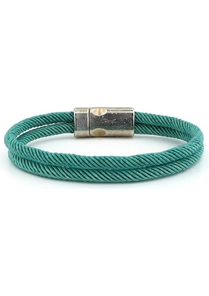 Turkuaz Yeşil Iki Sıralı Manyetik Klips Erkek Bileklik