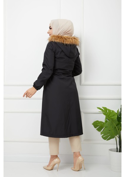 Siyah Içi Kürkü ve Su Geçirmez Bayan Kışlık Mont&kaban modelleri