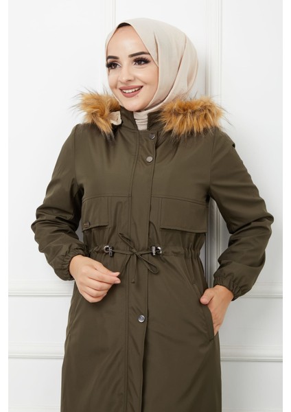 Haki Içi Kürkü ve Su Geçirmez Bayan Kışlık Mont&kaban modelleri