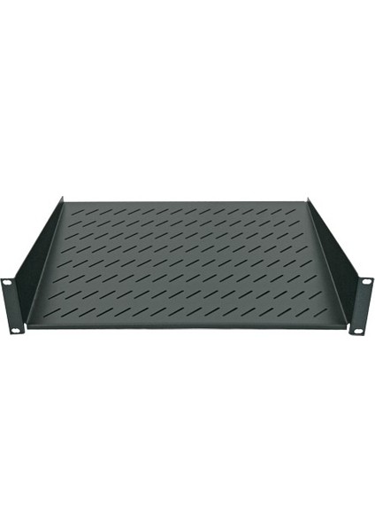 19'' Kabinet Rafı Önden Bağlamalı 2u D=400MM Siyah Çelik Kabin Rafı RAL9005