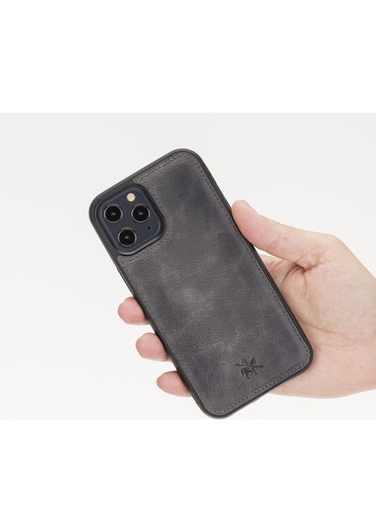 Apple iPhone 12 Pro Max Lucca Gri Deri Telefon Kılıfı indirimleri