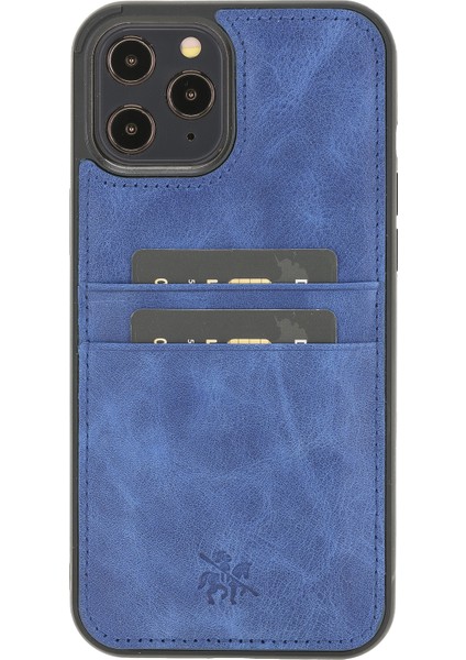 Apple iPhone 12 Pro Capri Lacivert Deri Arka Telefon Kılıfı
