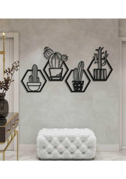 4 Lü Kaktüs Lazer Kesim Mdf Tablo