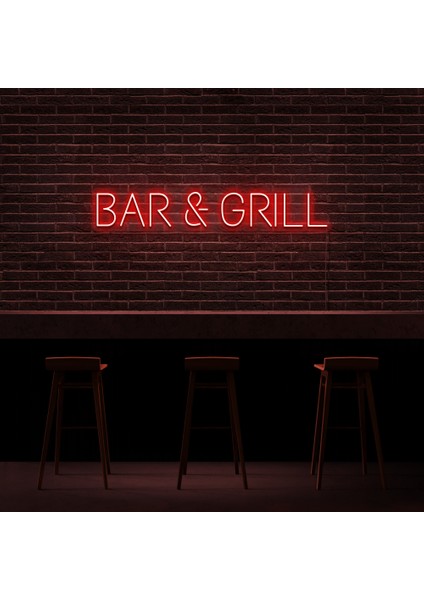 Bar Grill Neon LED Duvar Yazısı Dekoratif Duvar Aydinlatmasi Gece Lambası