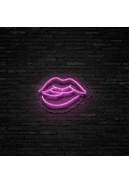 Dudak Temalı Neon LED Duvar Yazısı Dekoratif Duvar Aydinlatmasi Gece Lambası