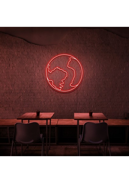 Dünya Neon LED Duvar Yazısı Dekoratif Duvar Aydinlatmasi Gece Lambası