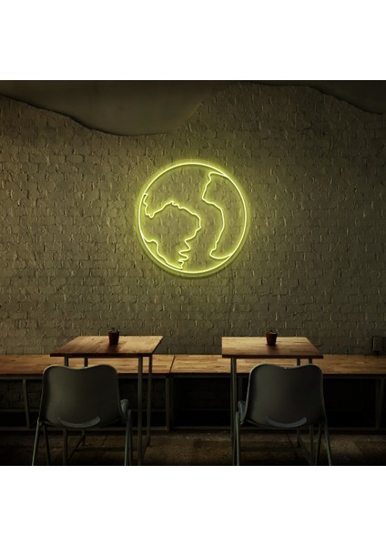 Dünya Neon LED Duvar Yazısı Dekoratif Duvar Aydinlatmasi Gece Lambası