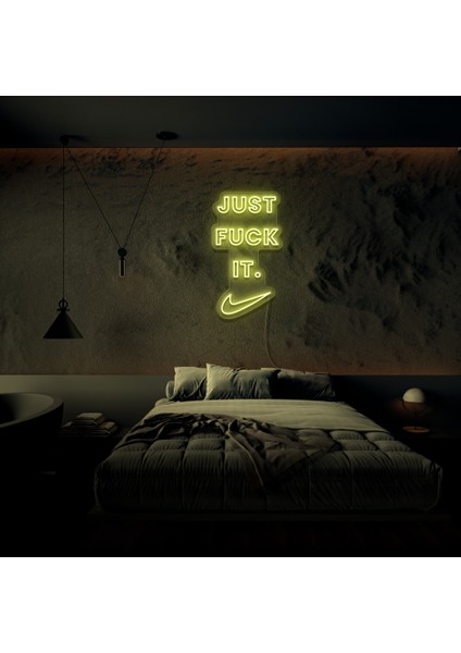 Just F It Neon LED Duvar Yazısı Dekoratif Duvar Aydinlatmasi Gece Lambası