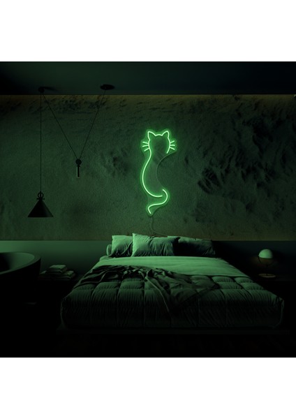 Kedi Neon LED Duvar Yazısı Dekoratif Duvar Aydinlatmasi Gece Lambası