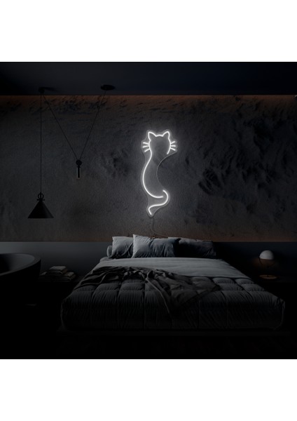 Kedi Neon LED Duvar Yazısı Dekoratif Duvar Aydinlatmasi Gece Lambası