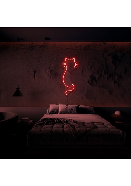 Kedi Neon LED Duvar Yazısı Dekoratif Duvar Aydinlatmasi Gece Lambası
