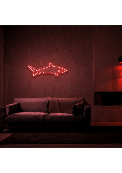 Köpek Balığı Neon LED Duvar Yazısı Dekoratif Duvar Aydinlatmasi Gece Lambası