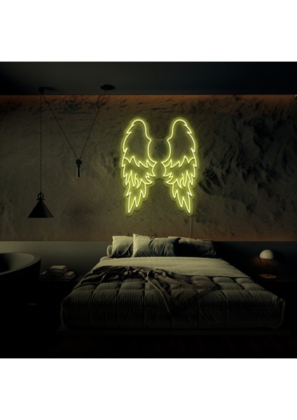 Melek Kanadı Neon LED Duvar Yazısı Dekoratif Duvar Aydinlatmasi Gece Lambası