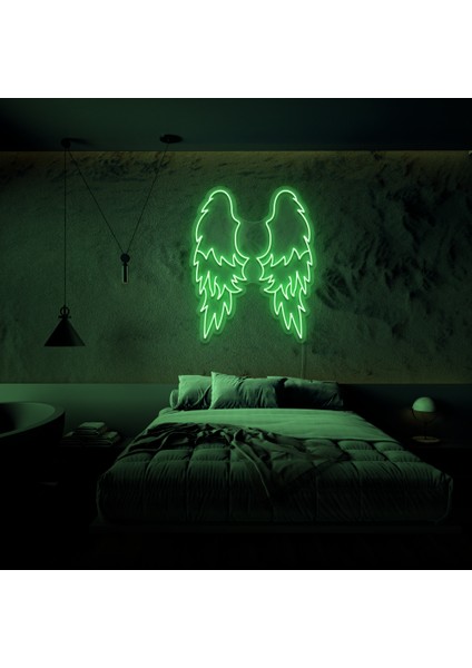 Melek Kanadı Neon LED Duvar Yazısı Dekoratif Duvar Aydinlatmasi Gece Lambası