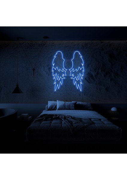 Melek Kanadı Neon LED Duvar Yazısı Dekoratif Duvar Aydinlatmasi Gece Lambası