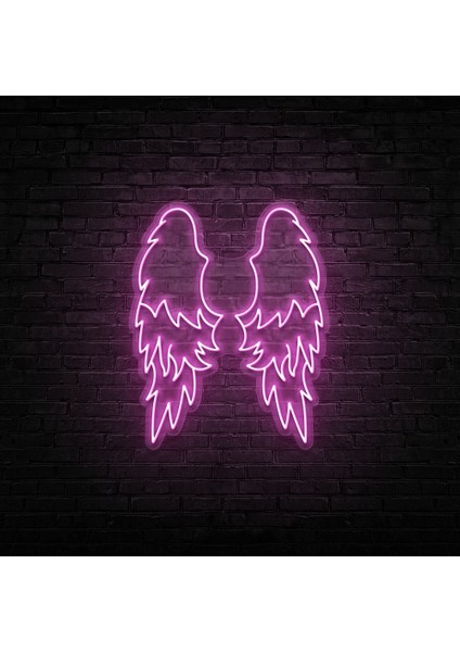 Melek Kanadı Neon LED Duvar Yazısı Dekoratif Duvar Aydinlatmasi Gece Lambası