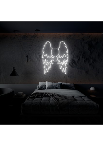 Melek Kanadı Neon LED Duvar Yazısı Dekoratif Duvar Aydinlatmasi Gece Lambası