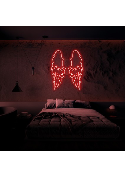 Melek Kanadı Neon LED Duvar Yazısı Dekoratif Duvar Aydinlatmasi Gece Lambası