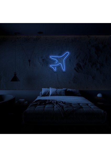 Minimal Uçak Neon LED Duvar Yazısı Dekoratif Duvar Aydinlatmasi Gece Lambası