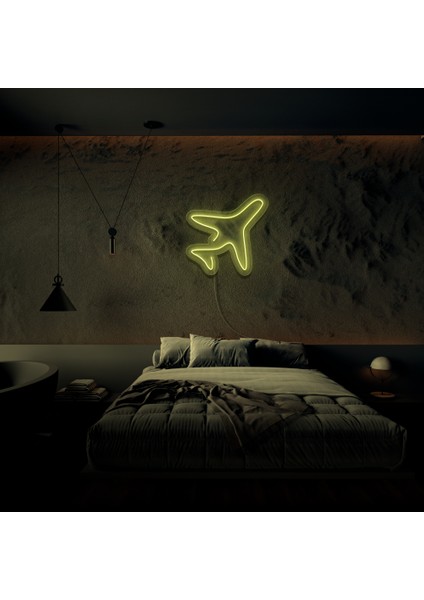 Minimal Uçak Neon LED Duvar Yazısı Dekoratif Duvar Aydinlatmasi Gece Lambası