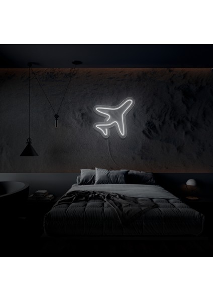 Minimal Uçak Neon LED Duvar Yazısı Dekoratif Duvar Aydinlatmasi Gece Lambası