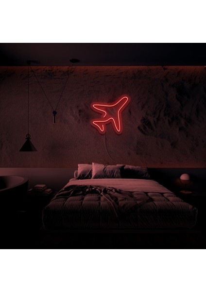 Minimal Uçak Neon LED Duvar Yazısı Dekoratif Duvar Aydinlatmasi Gece Lambası