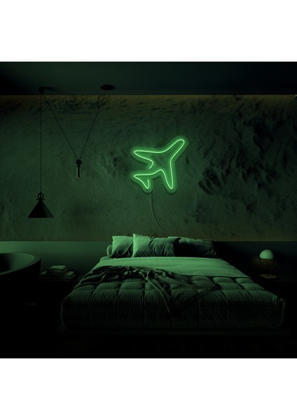 Minimal Uçak Neon LED Duvar Yazısı Dekoratif Duvar Aydinlatmasi Gece Lambası