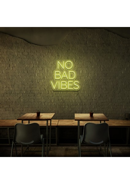 No Bad Vibes Neon LED Duvar Yazısı Dekoratif Duvar Aydinlatmasi Gece Lambası