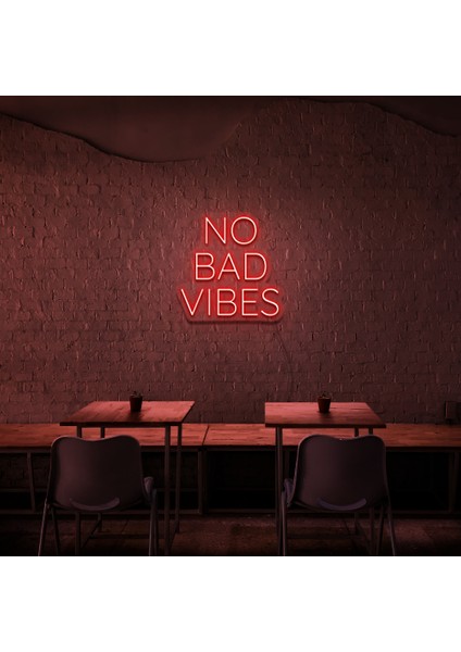 No Bad Vibes Neon LED Duvar Yazısı Dekoratif Duvar Aydinlatmasi Gece Lambası