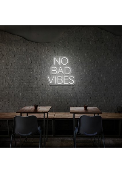 No Bad Vibes Neon LED Duvar Yazısı Dekoratif Duvar Aydinlatmasi Gece Lambası