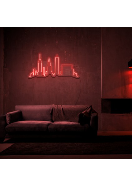 Nyc Neon LED Duvar Yazısı Dekoratif Duvar Aydinlatmasi Gece Lambası