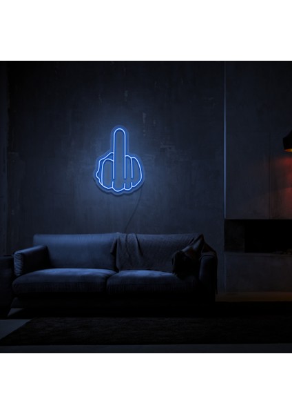 Orta Parmak Neon LED Duvar Yazısı Dekoratif Duvar Aydinlatmasi Gece Lambası