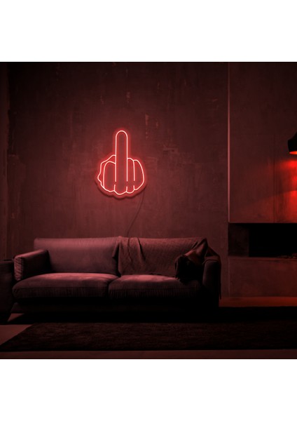 Orta Parmak Neon LED Duvar Yazısı Dekoratif Duvar Aydinlatmasi Gece Lambası