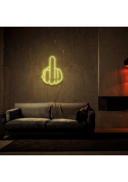 Orta Parmak Neon LED Duvar Yazısı Dekoratif Duvar Aydinlatmasi Gece Lambası