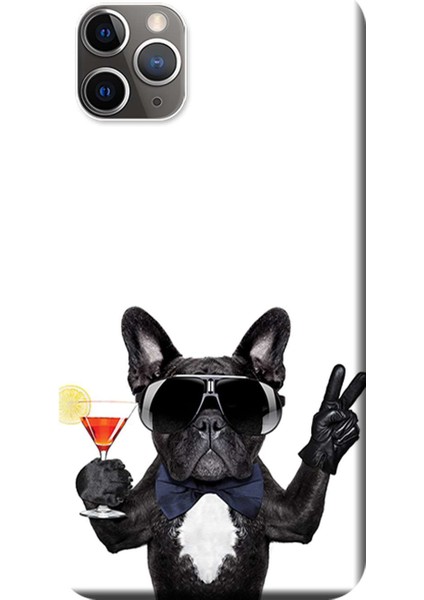 Apple iPhone 11 Pro Kılıf Kokteyl Parti Köpek Baskılı Esnek TPU Silikon