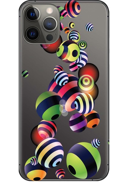 Apple iPhone 12 Pro Max Kılıf Çizgili Top Baskılı Esnek TPU Silikon