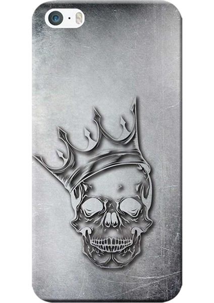 Apple iPhone 5/5S Kılıf King Skull Baskılı Esnek TPU Silikon