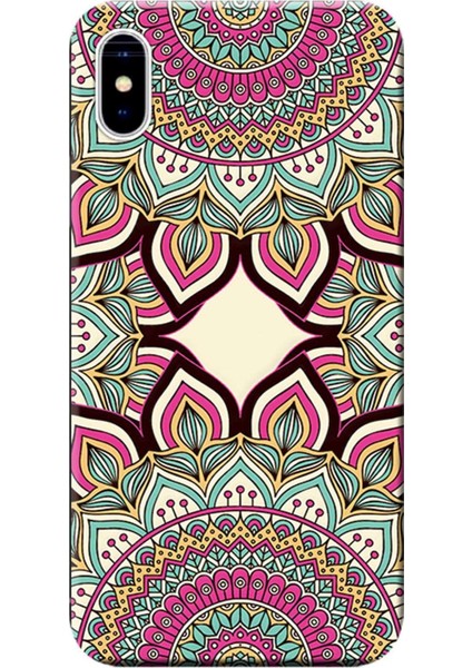 Apple iPhone XS Max Kılıf Dekoratif Geometrik Vektörel Baskılı Esnek TPU Silikon