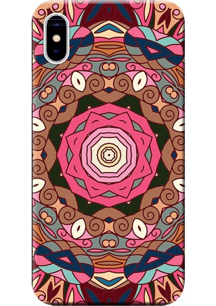Apple iPhone XS Max Kılıf Dekoratif Geometrik Vektörel Baskılı Esnek TPU Silikon